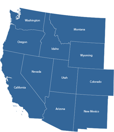 Western United States Service Area Map